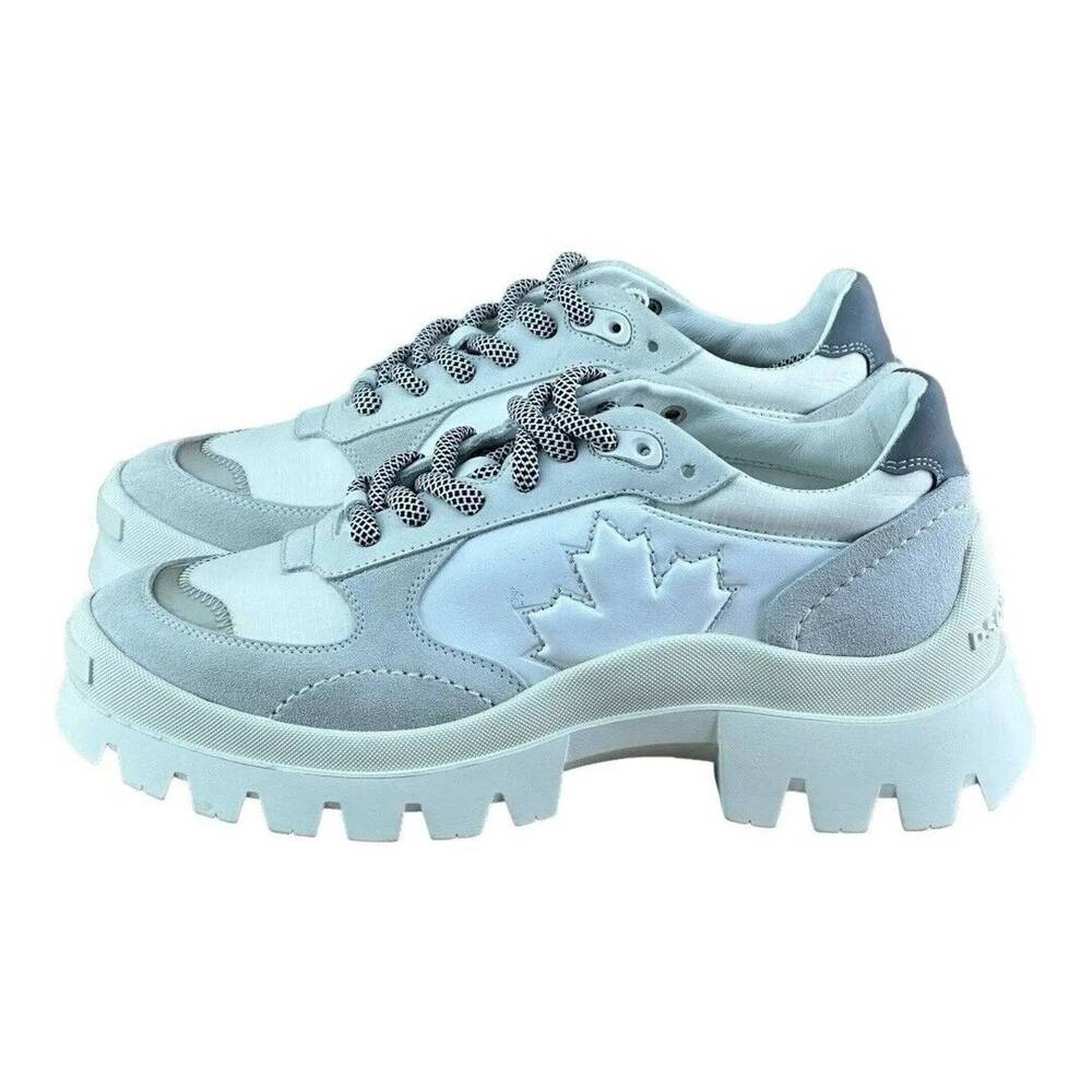 DSQUARED2 Women size 6.5-7 37 Santa Monica white Leather Casual Sneakers